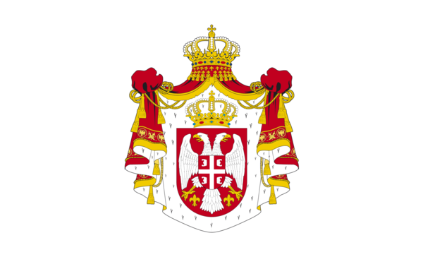 Serbienflagge mit Wappen, Serbien,Nationalfahnen