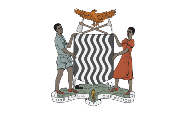 Zambia mit Wappen, Zambia, Afrika, Nationalfahnen