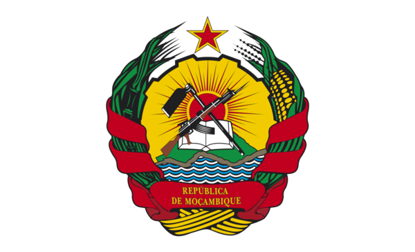 Mosambikflagge 1982 mit Wappen, Mosambik, Nationalfahnen