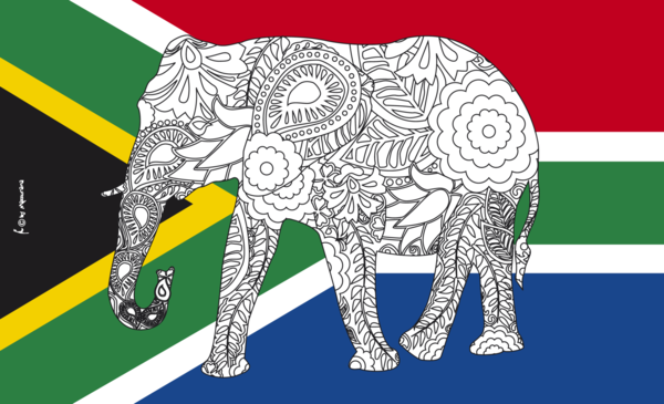 Elefant Südafrika Flagge, Südafrika, Elefanten, Tierflagge