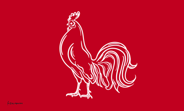 Hahn in rot Flagge, Huhn, Geflügelzüchter Flagge