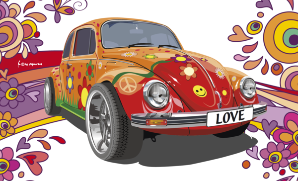 Flower-Power, Peace, Hippy, VW Käfer