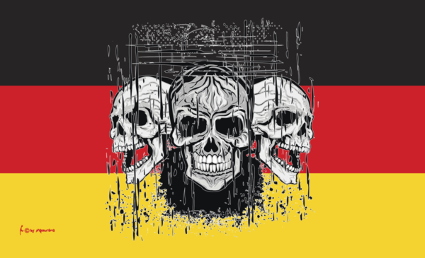 3 Skulls Germany Flagge, Motorradflagge, Motorrad, Bikerflagge