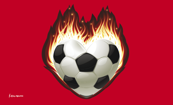 Fußballherz in Flammen