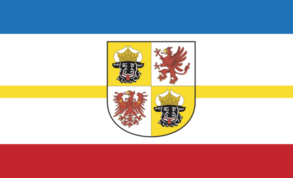 Mecklemburg Vorpommern -Flagge mit Wappen, flagge, Bundesländerflaggen, Gemeindeflaggenlagge