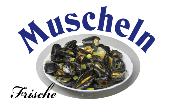 Frische Muscheln-Flagge, Gastronomieflaggen, Hotel, Restaurant, Bistro