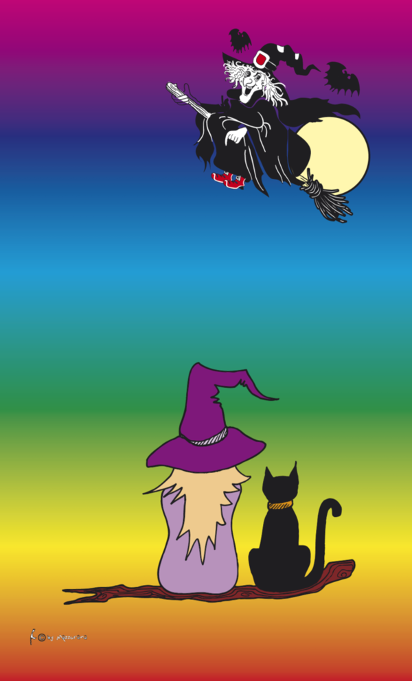 Halloween-Flagge,Hexenund Katze, Festtagsflaggen