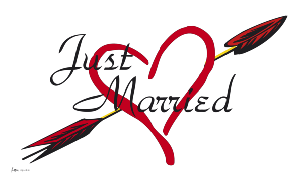 Just Married mit Pfeil, Liebe, Hochzeit, Partnerschaft