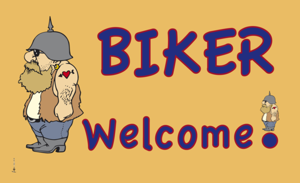 Biker Welcome-Flagge,2,, Motorradflagge, Motorrad, Bikerflagge