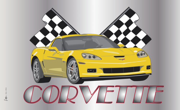 Corvette-Flagge,Auto-, Motoradflaggen,Motorsportflaggen,Formel1-Flaggen