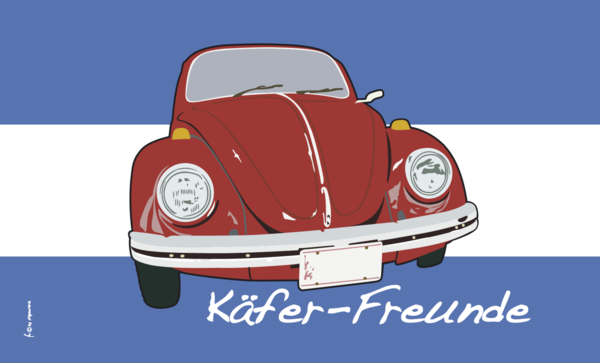 VW-Käfer-Freunde-Flagge, Oldtimer, Auto-, Motorsportflaggen,Formel1-Flaggen
