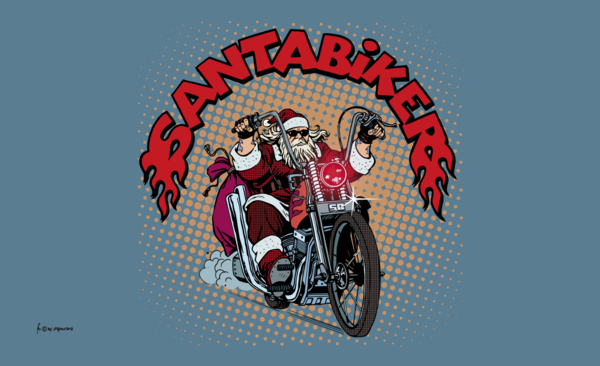 Santa Claus  Biker 17, Motorradflagge, Motorrad, Bikerflagge