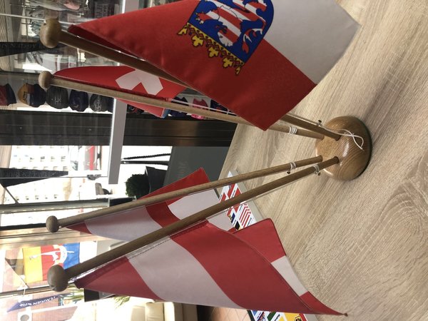 Tischflaggenständer 4-fach aus Holz, Flaggenzubehör,Tischflaggen