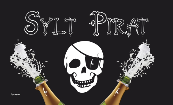 SYLT PIRAT, Sylt Fahne, Sylt Flagge, Sylter Pirat, Champagner Pirat