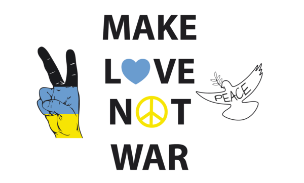 Weltfrieden 3 -  Ukraine, Make Love Not War, Friedensfahne, Friedensflagge